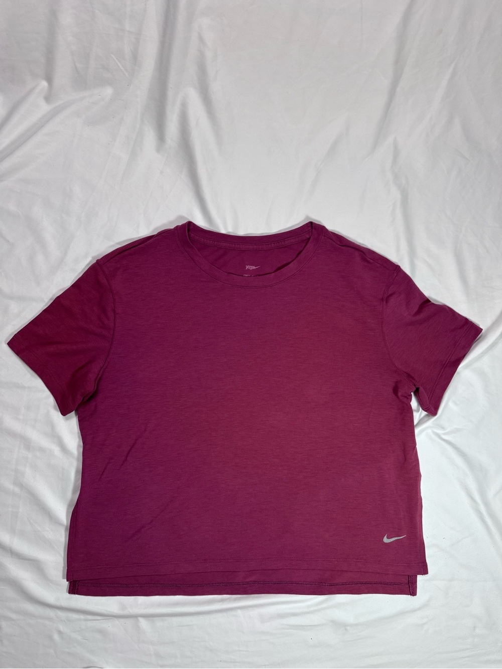 Nike Women’s Yoga Dri-fit Short Sleeve Top — Berry